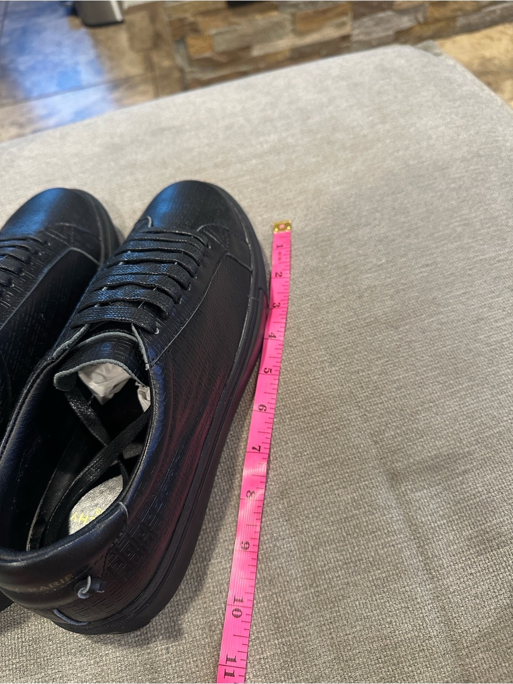 Black Men’s Low-Top Leather Sneakers size 40 - Picture 5 of 7